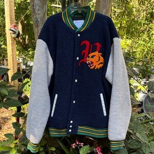 Urban Outfitters Sherpa,  tiger graphic varsity jacket